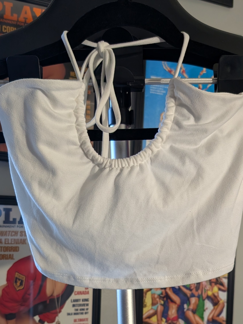 gaze White Tie-Back Halter Crop Top